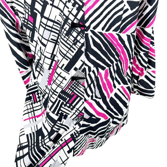 Ali Miles Abstract striped tunic top Wire Collar Artsy Chic A-Line Whimsy Size M - Picture 10 of 13